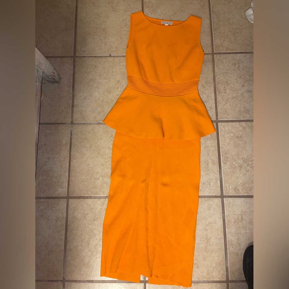 Eva Mendes Bandage Orange Skirt Set